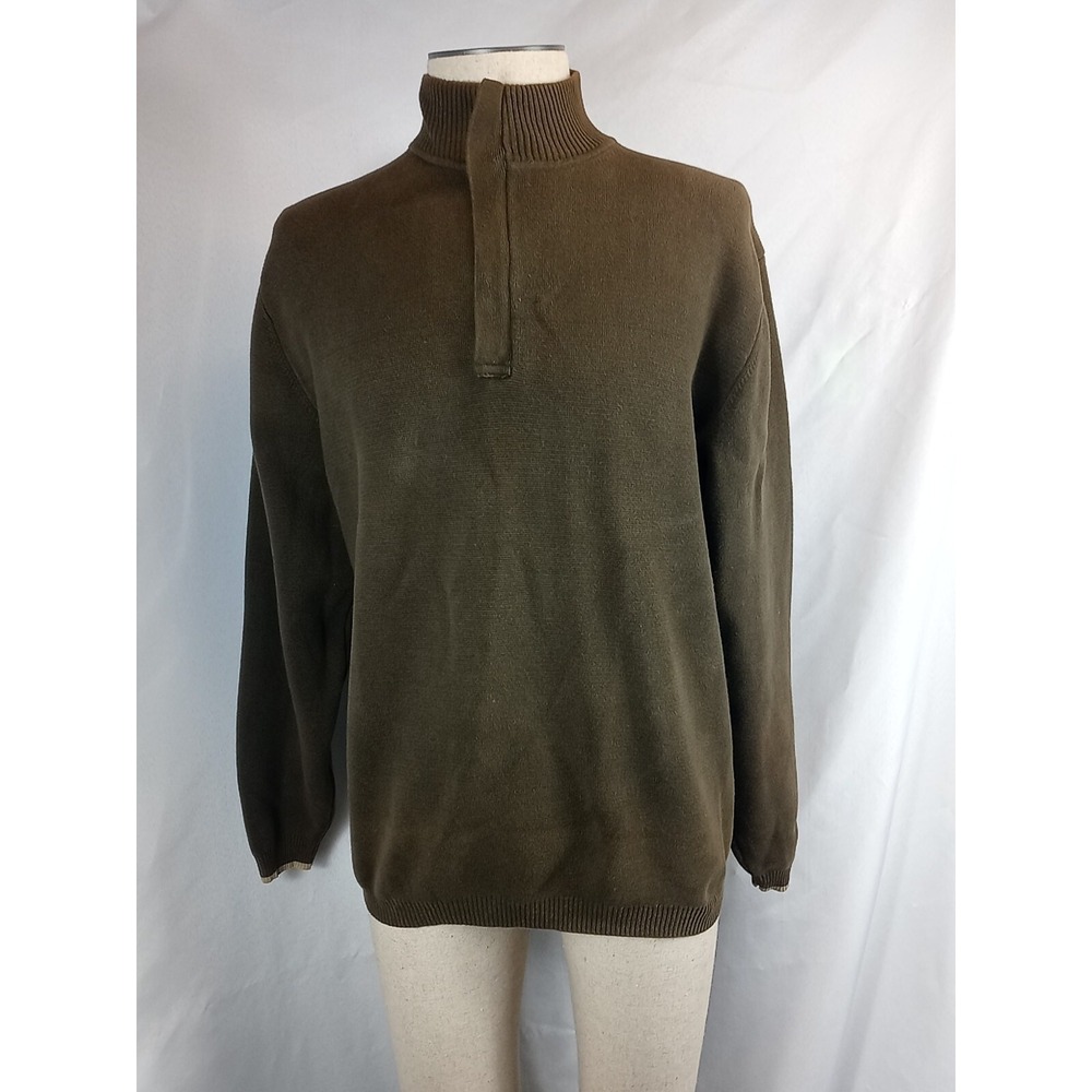 VTG Pendleton Sweater Men's Size Large 1/4 Zip Mock Neck Olive Green Sweater 90s - Picture 10 of 10